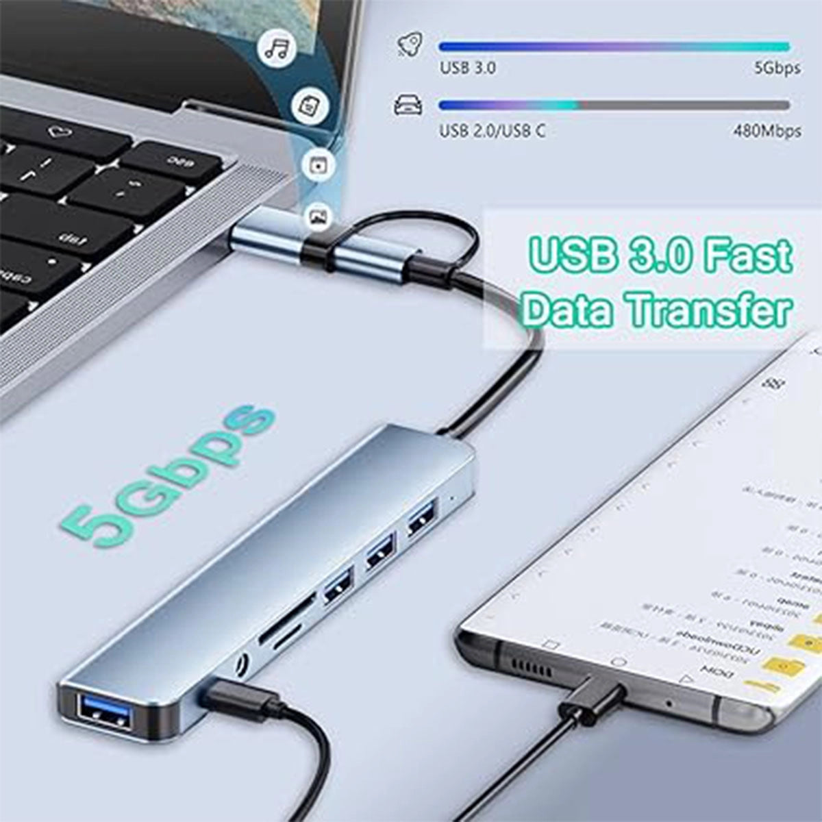 Type-C 8-in-1 Docking Station