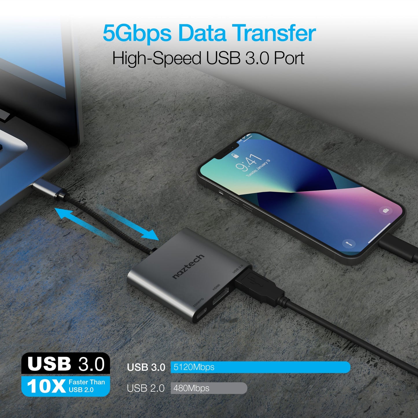 Naztech MaxDrive 3100W Portable USB-C Hub