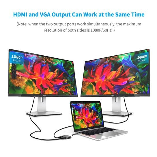 Choetech HUB-M17 USB-C to HDMI and VGA Adapter