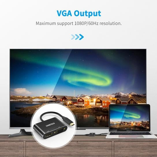 Choetech HUB-M17 USB-C to HDMI and VGA Adapter
