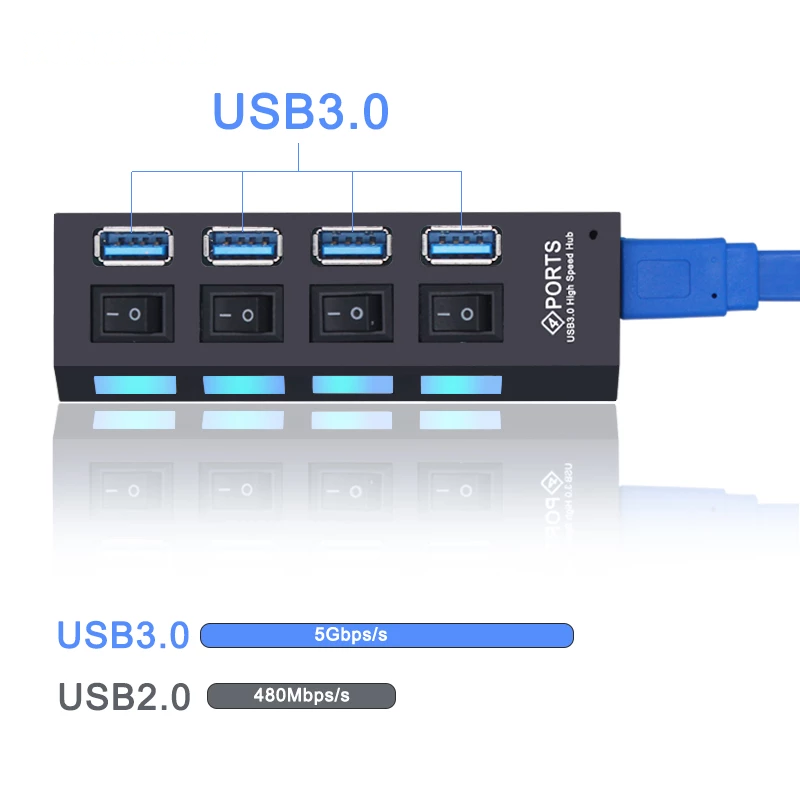 USB 3.0 Multiport Hub 4/7 Port Expander for Laptop and PC