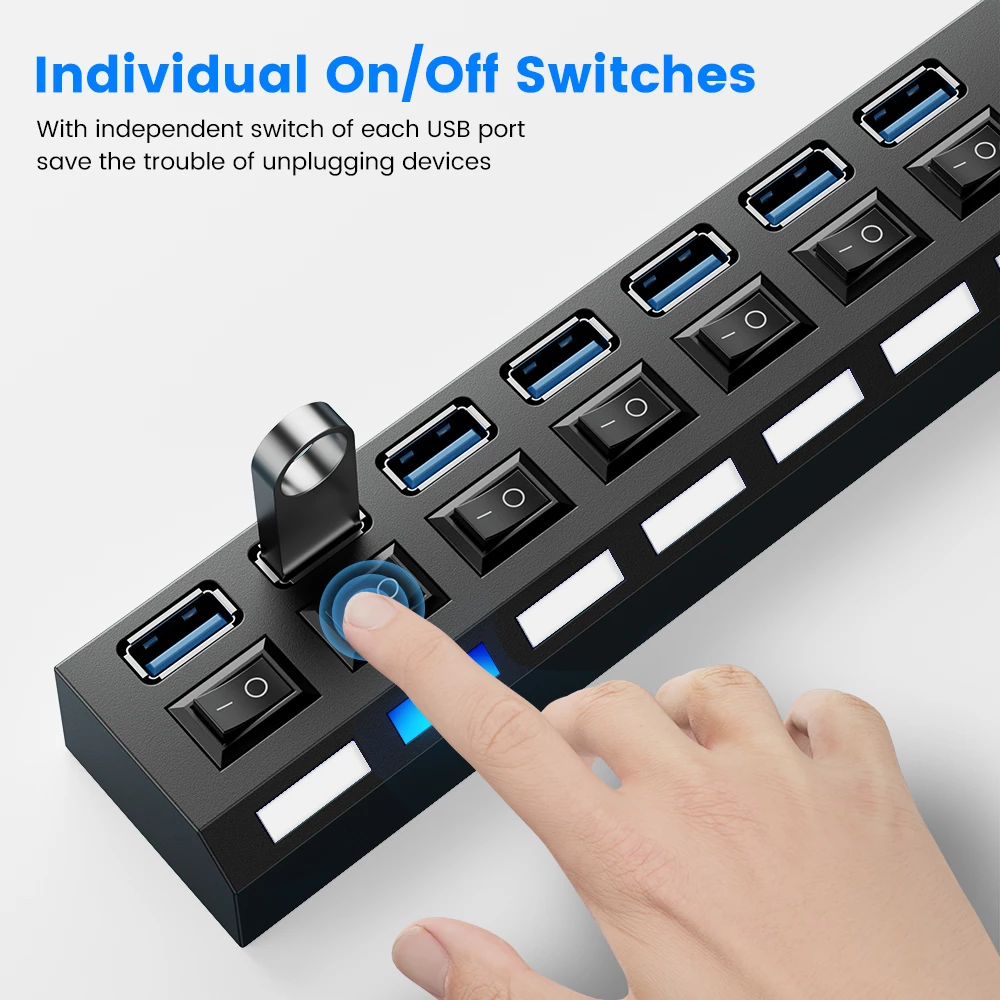 USB 3.0 Multiport Hub 4/7 Port Expander for Laptop and PC
