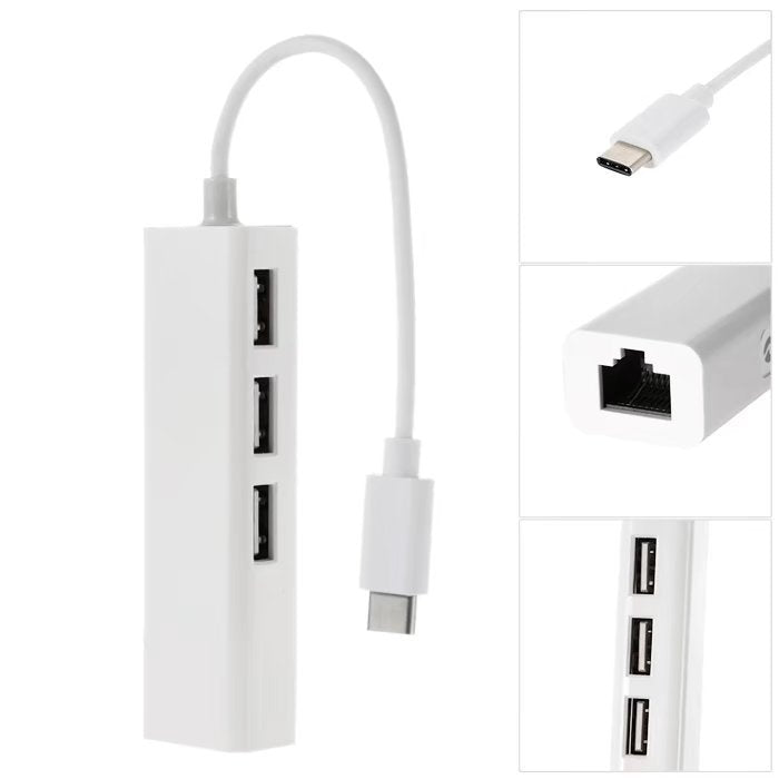 USB Hub with Ethernet Network LAN Adapter
